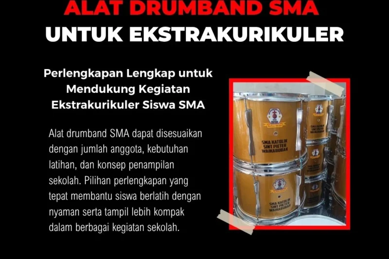 Alat drumband SMA lengkap untuk kegiatan ekstrakurikuler