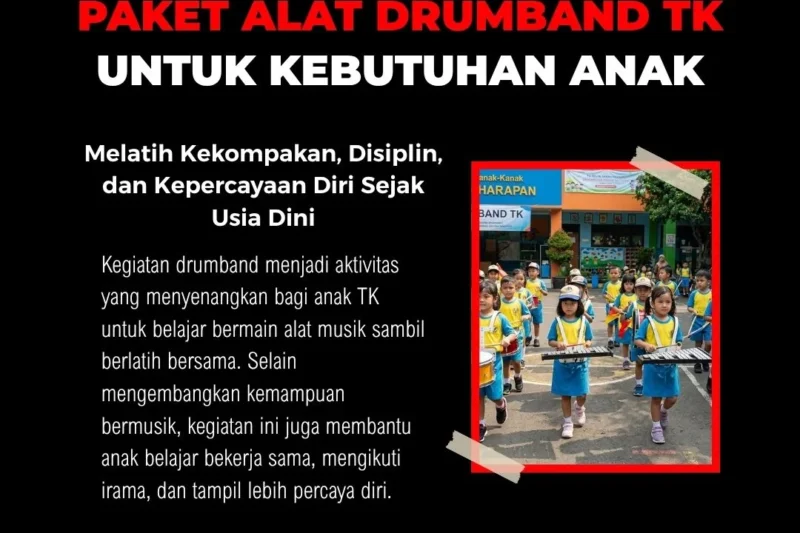 Anak TK menggunakan alat drumband untuk kegiatan ekstrakurikuler
