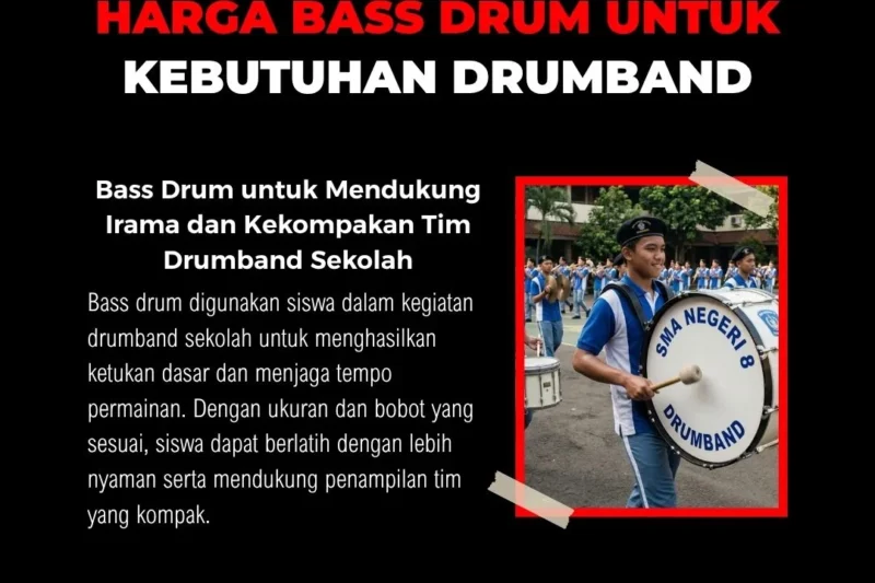Bass drum drumband untuk kegiatan drumband sekolah TK hingga SMA