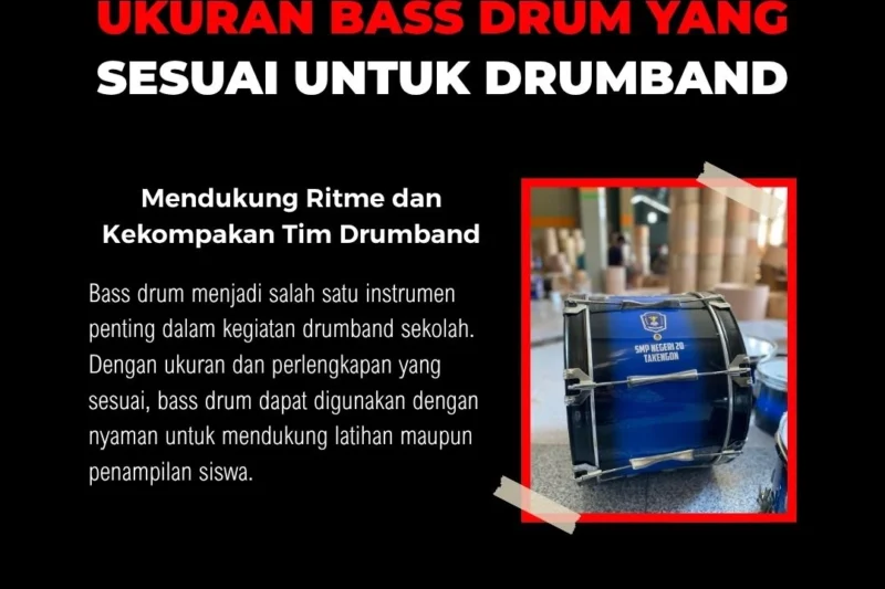 Bass drum drumband sekolah dengan berbagai pilihan ukuran