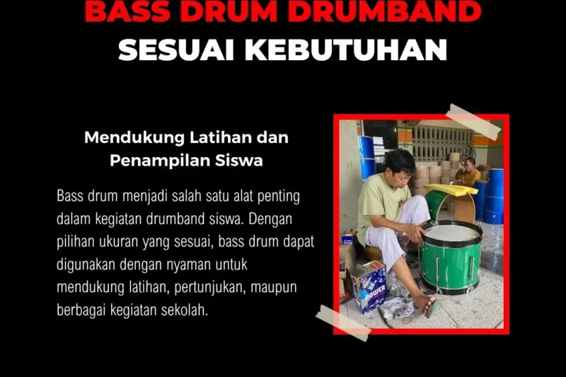 Bass drum drumband untuk kegiatan sekolah berbagai jenjang