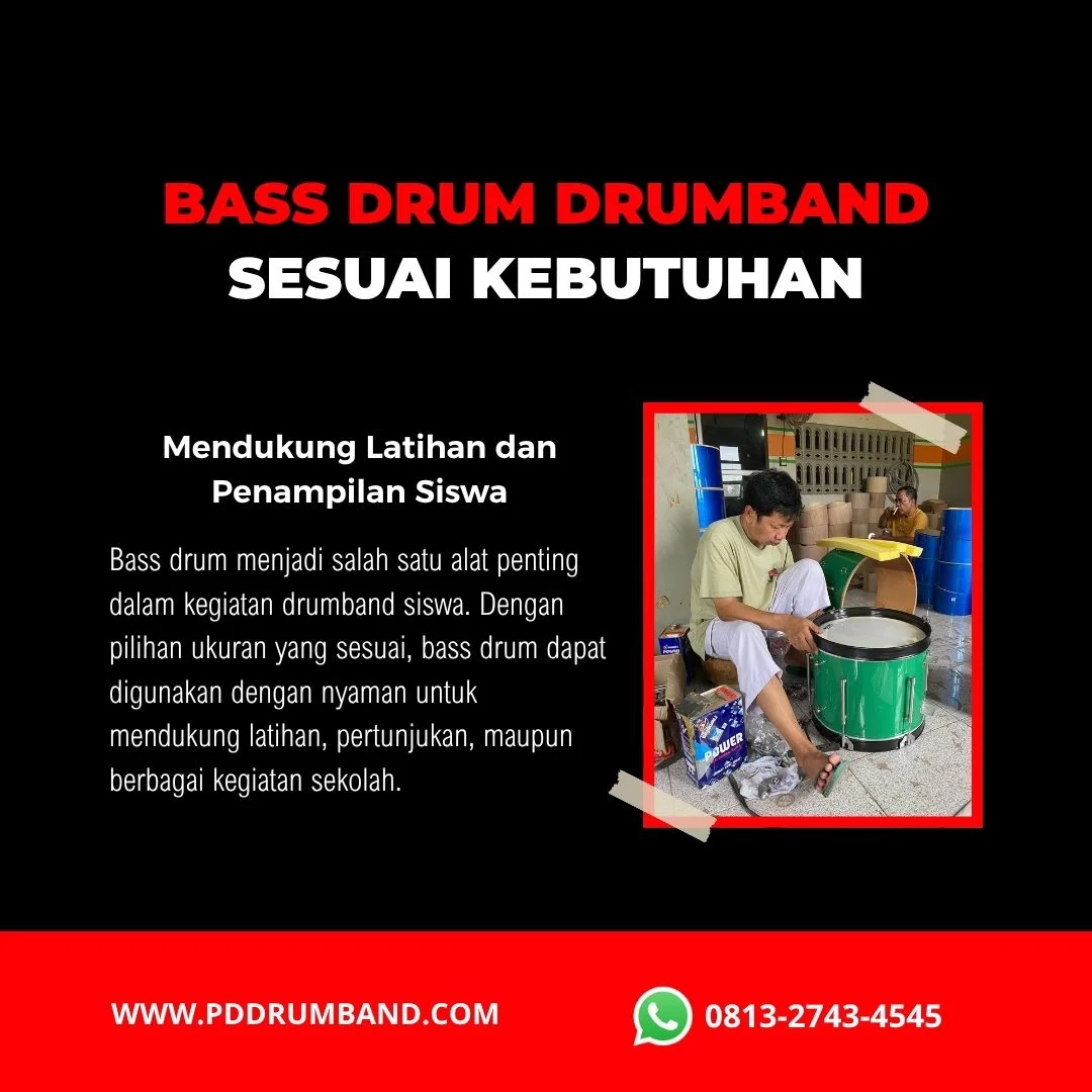 Bass drum drumband untuk kegiatan sekolah berbagai jenjang