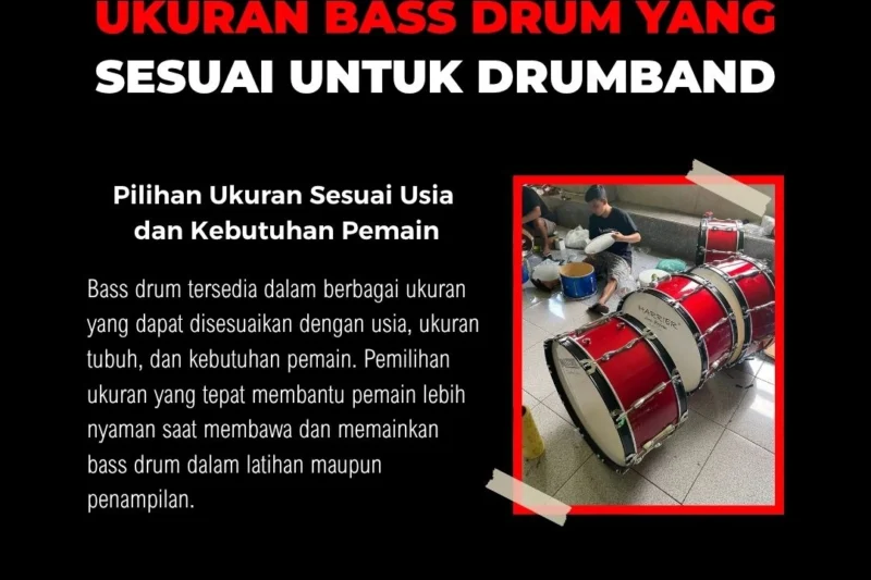 Bass drum untuk kegiatan drumband sekolah TK hingga SMA