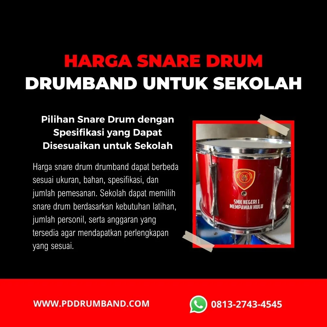 Harga snare drum drumband untuk sekolah berbagai jenjang