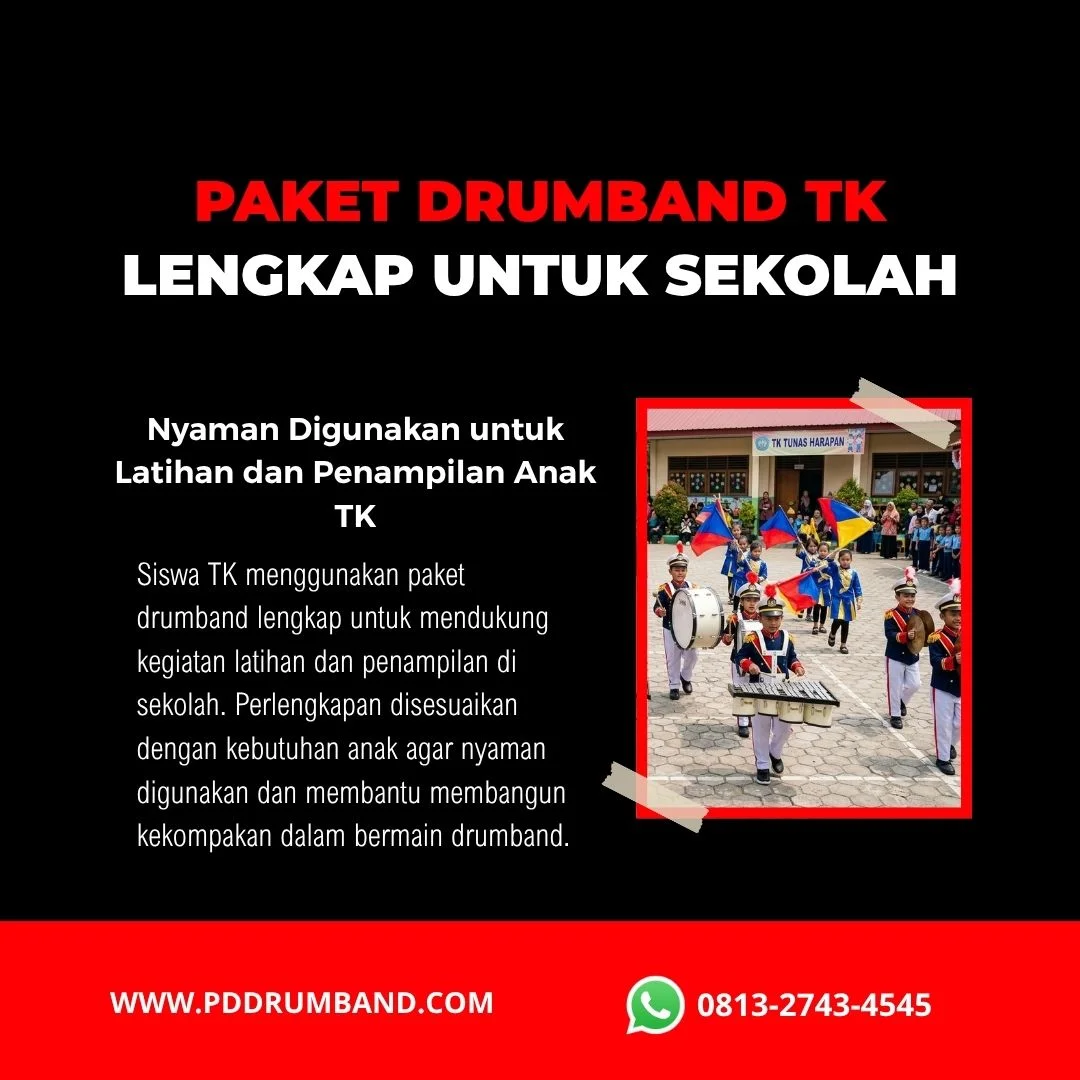 Paket alat drumband TK untuk kegiatan sekolah