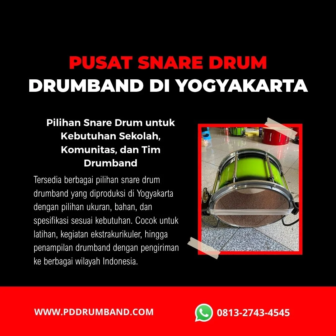 Snare drum drumband dari Yogyakarta untuk kebutuhan sekolah