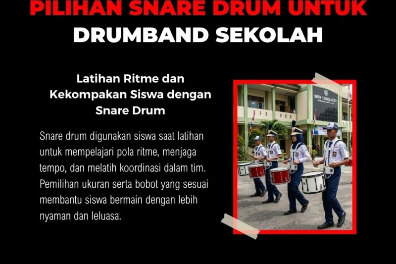 Snare drum untuk kegiatan drumband sekolah saat latihan