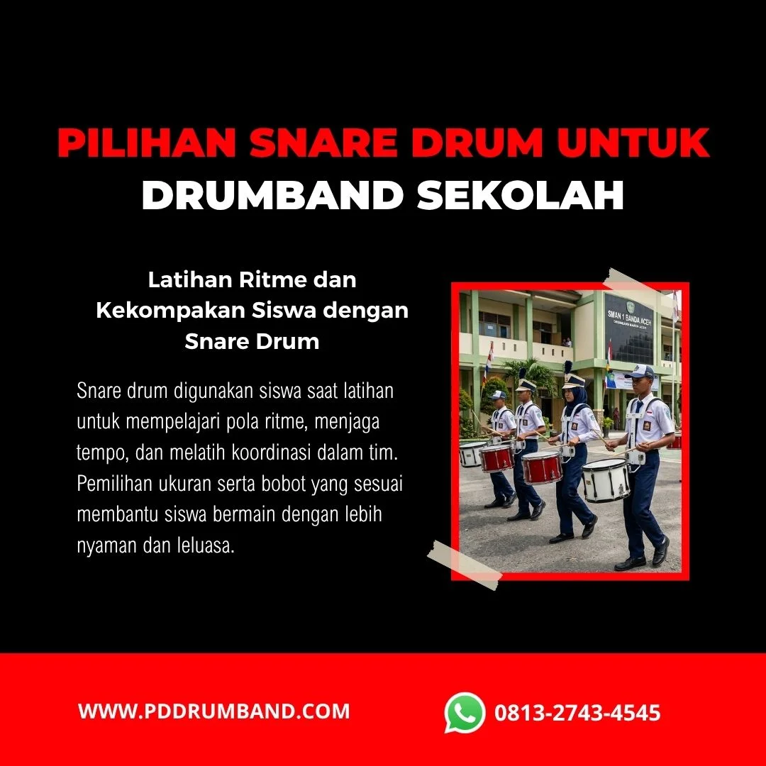 Snare drum untuk kegiatan drumband sekolah saat latihan