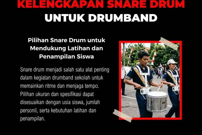 Snare drum lengkap untuk kegiatan drumband sekolah