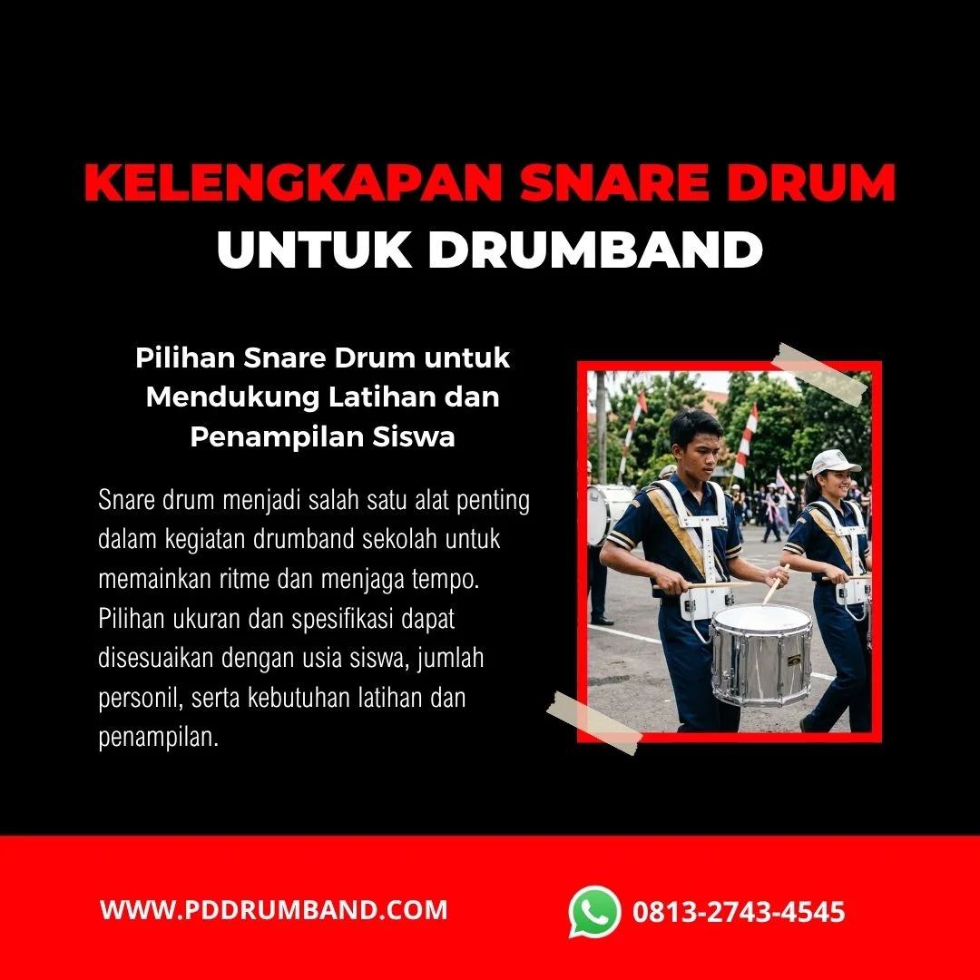 Snare drum lengkap untuk kegiatan drumband sekolah