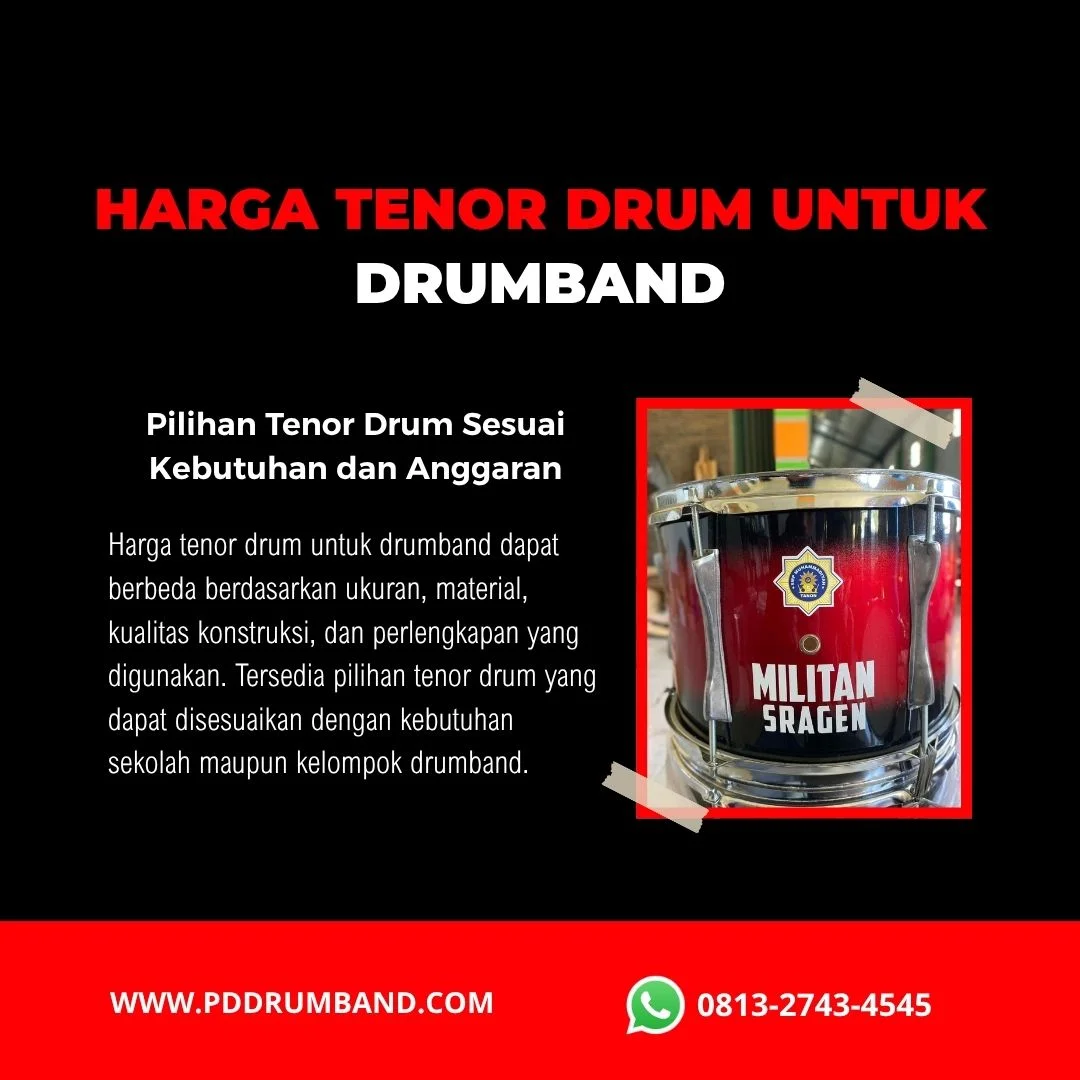 Harga tenor drum drumband berbagai ukuran untuk kebutuhan sekolah