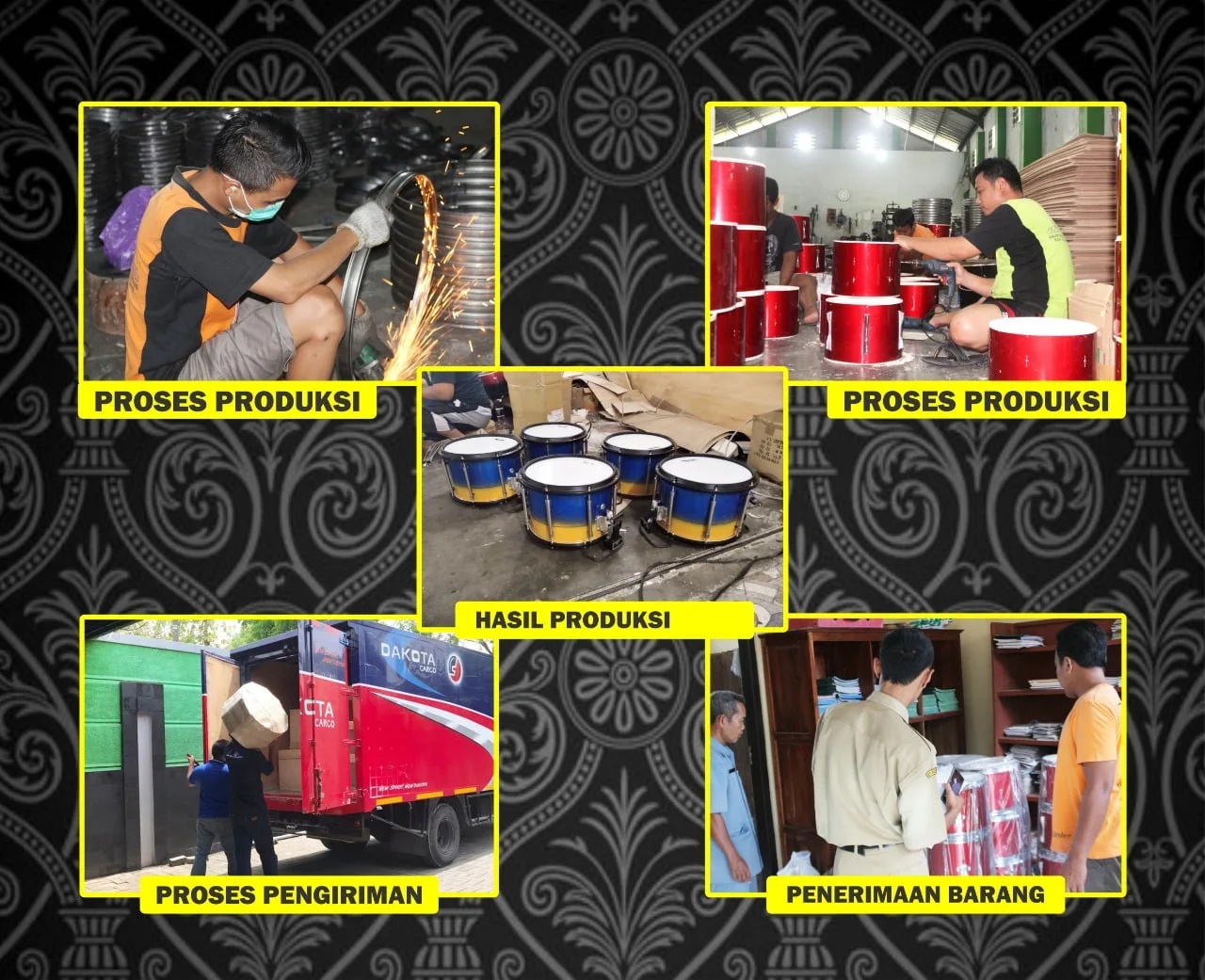 Proses produksi alat drumband PD Drumband di Jogja