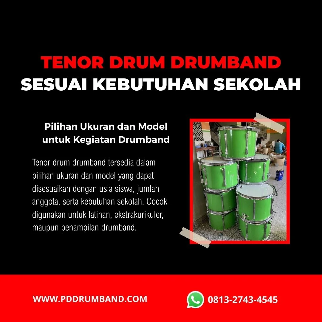 Latihan drumband siswa sekolah dengan tenor drum