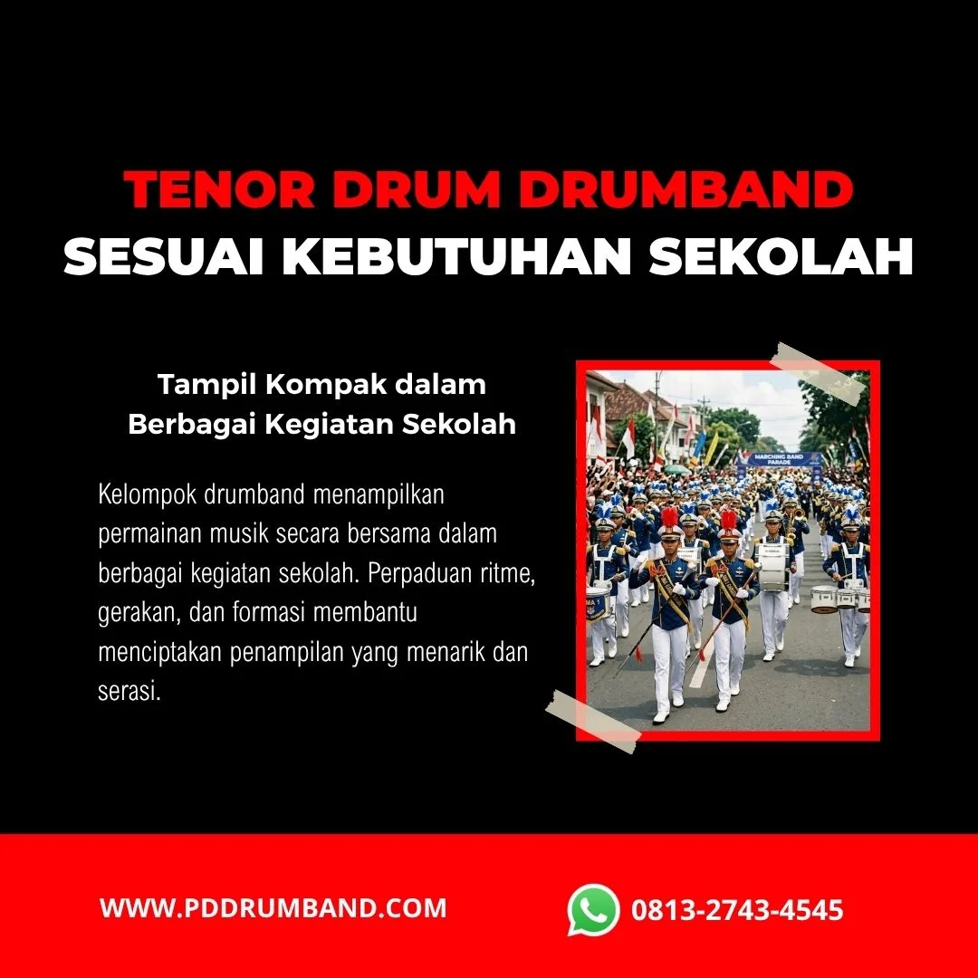 Penampilan kelompok drumband sekolah dengan tenor drum